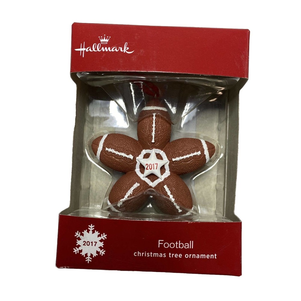 Hallmark Christmas Ornament Football 2017 Star Football Snowflake New In Box